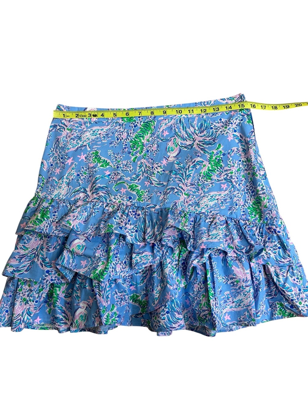 Lilly Pulitzer Rosalie Ruffle Skirt Blue Peri The Turtle Print size 8 - Picture 9 of 11